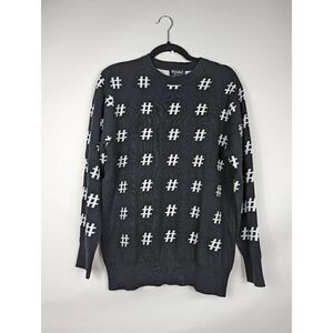 Men's Crew neck black hashtag sweater Medium